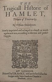 Early cover of William Shakespeare's play Hamlet.